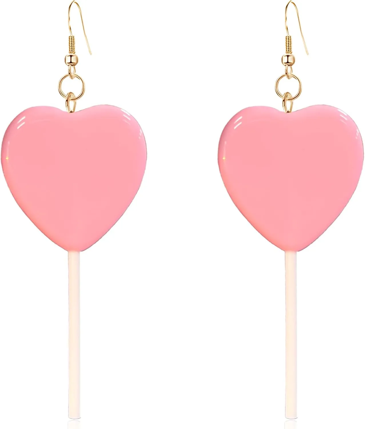 Red Pink Heart Lollipop Earrings Cute Candy Dangle Earrings for Women Resin Heart Earrings 80s 90s Earrings Valentines Day Gift