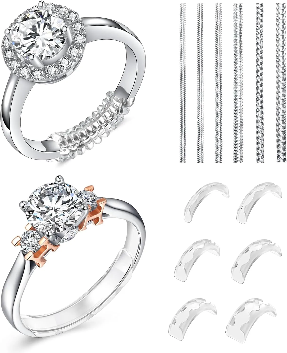 Ring Sizers for Loose Rings Ring Guards for Loose Rings Fit Any Rings, Invisible Ring Size Adjuster Never Sliding Off and Spinning (12 pcs)
