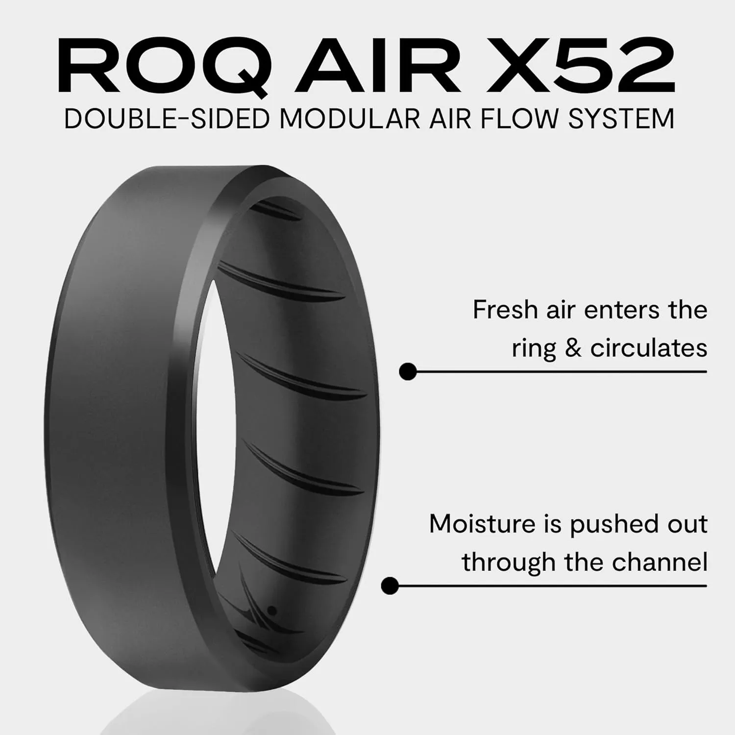 ROQ Men's Silicone Rings, Single Beveled Edge - Mens Silicone Wedding Band & Rubber Engagement Ring for Men - Breathable Comfort Fit Silicone Rings for Him