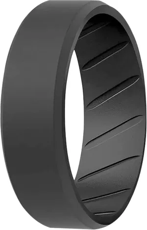 ROQ Men's Silicone Rings, Single Beveled Edge - Mens Silicone Wedding Band & Rubber Engagement Ring for Men - Breathable Comfort Fit Silicone Rings for Him