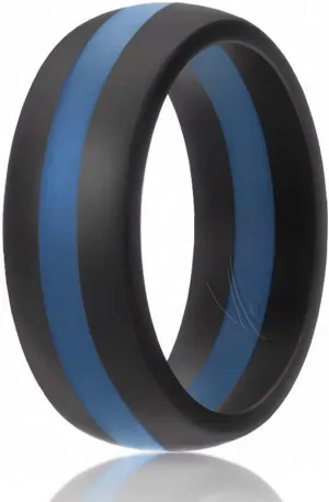 ROQ Silicone Rubber Wedding Ring for Men, Comfort Fit, Men's Wedding Band, Breathable Rubber Engagement Band, 8mm Wide 2mm Thick, Dome Style Middle Line, Solid Stripes, Multi Packs, Multi Colors