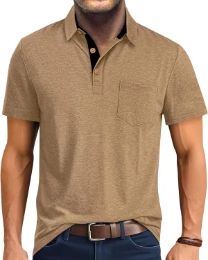 RQP Casual Polo Shirts for Men Short Sleeve Quick Dry Polo Shirts Collared T-Shirt