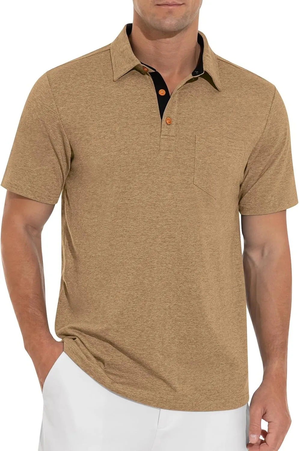 RQP Casual Polo Shirts for Men Short Sleeve Quick Dry Polo Shirts Collared T-Shirt