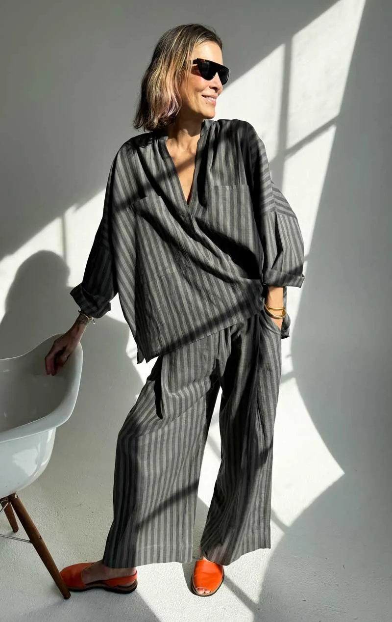 SALE! Stripe Pleated Khadi pant size 1 only