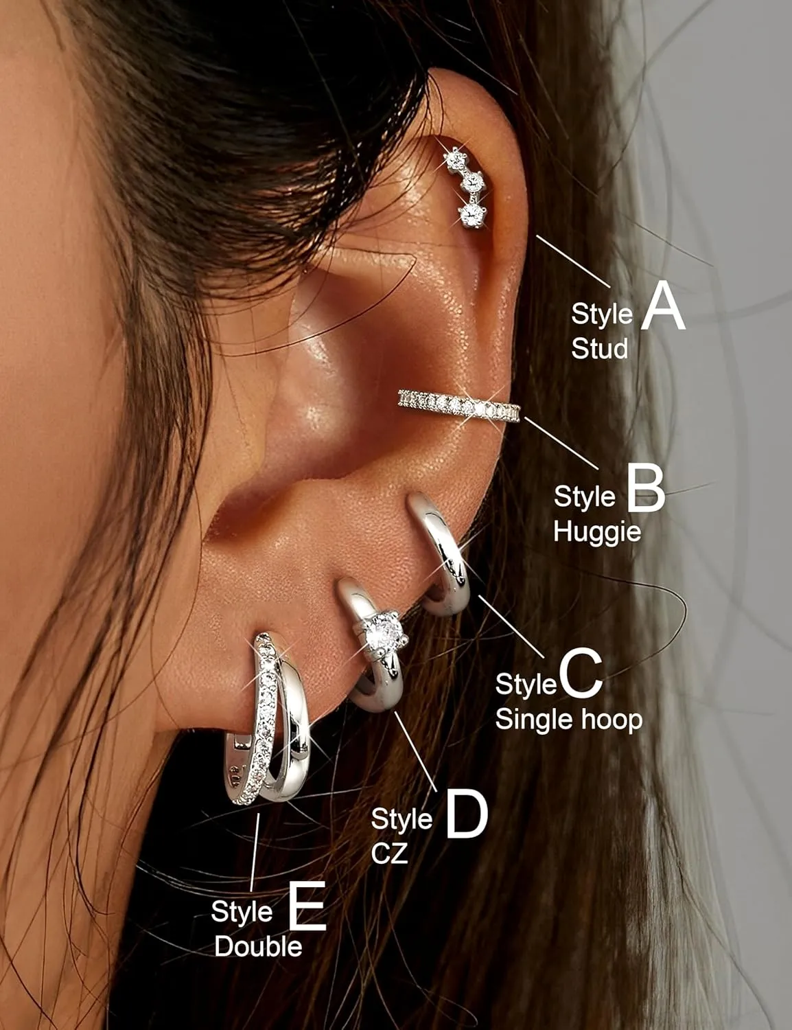 Sanfenly Gold Earrings Gold Hoop Earrings for Women Trendy Dainty Stud Earrings 14K Gold Plated Earrings Small Double Gold Silver Hoop Earrings for Women Lightweight Huggie Cartilage Earrings Set Gold Jewelry for Women Gifts