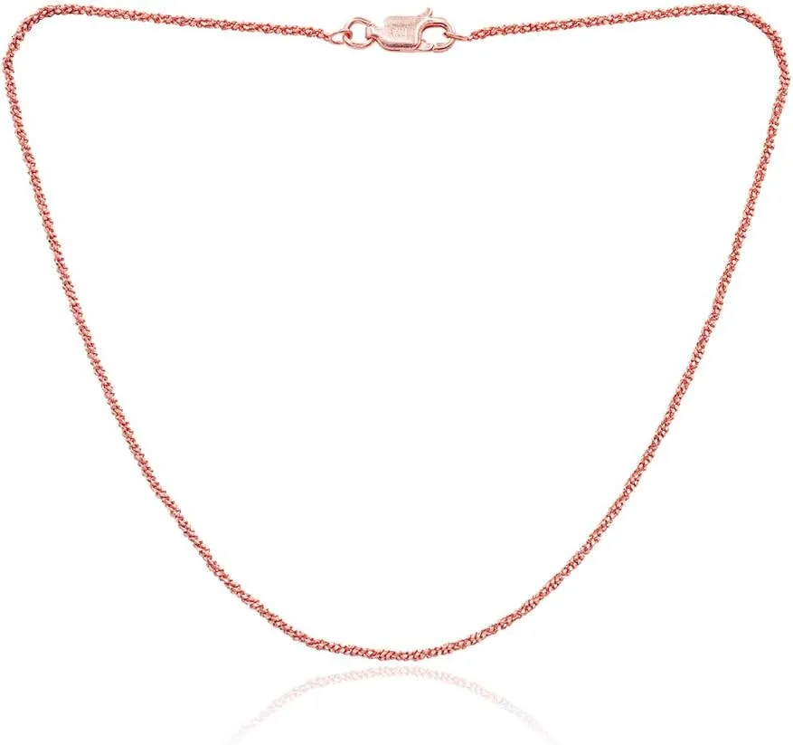 SEA OF ICE Sterling Silver Sparkle Rock Chain Anklet for Women, Italian made chain - 2mm Anklet size 9", 10" and 11" women anklet jewelry