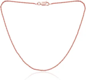 SEA OF ICE Sterling Silver Sparkle Rock Chain Anklet for Women, Italian made chain - 2mm Anklet size 9", 10" and 11" women anklet jewelry