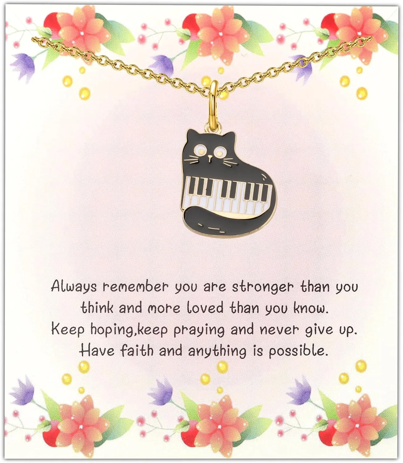 SEIRAA Piano Keyboard Necklace Music Jewelry for Women Girls Piano Gifts Music Lovers Jewelry