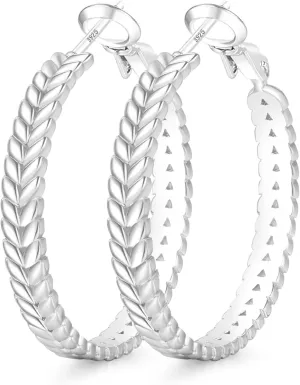 Senteria Large 925 Sterling Silver Hoop Earrings for Women Lightweight Thick Silver Hoop Earrings Wheat Twisted Hoop Earrings Hypoallergenic 5mm Wide Big Silver Hoop Earrings for Women 30/40/50mm