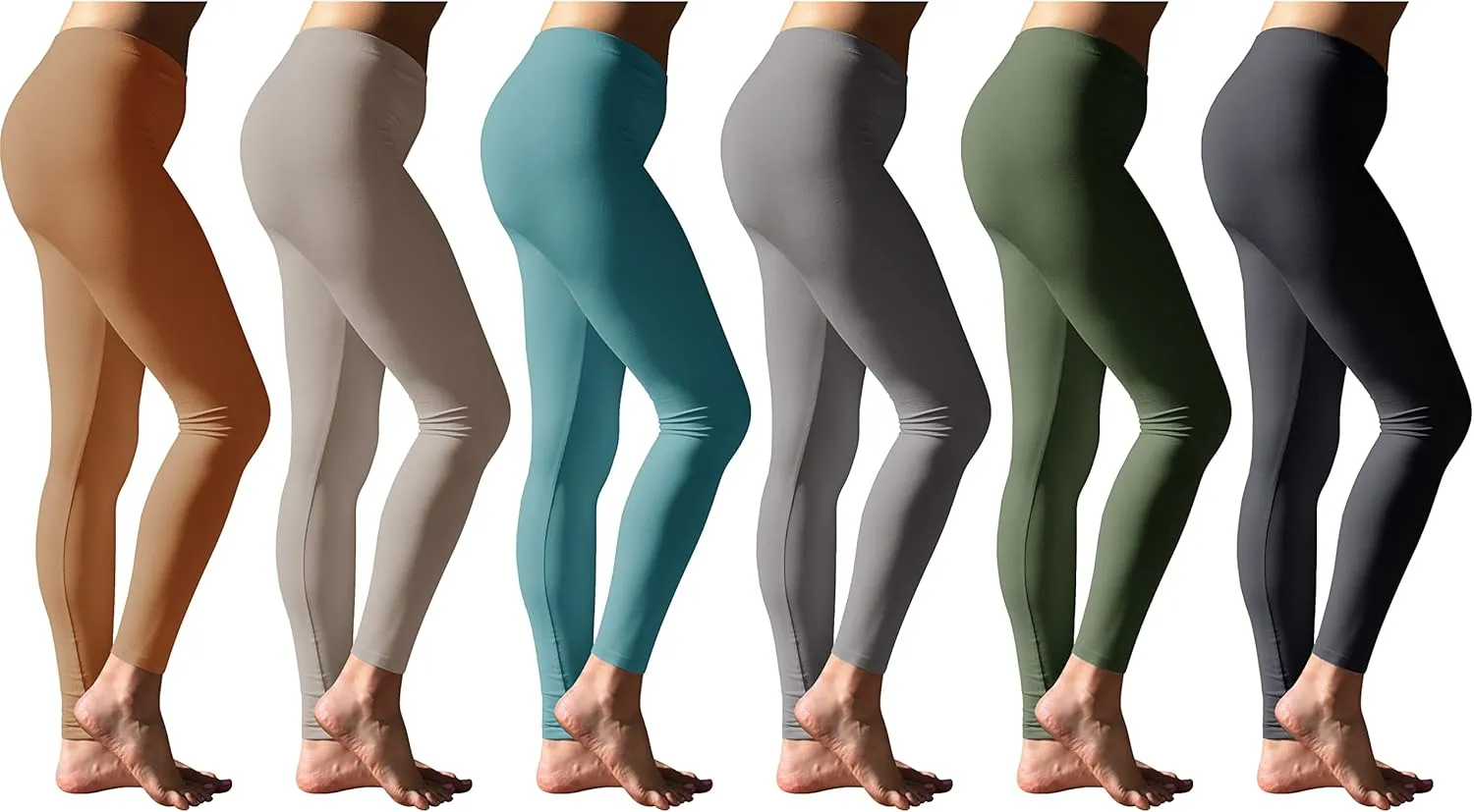 Sexy Basics Women's Ultra Soft Brushed Skinny Pant Long Leggings - One Size Fits Most S-XL, 2X-3X-Multi Packs