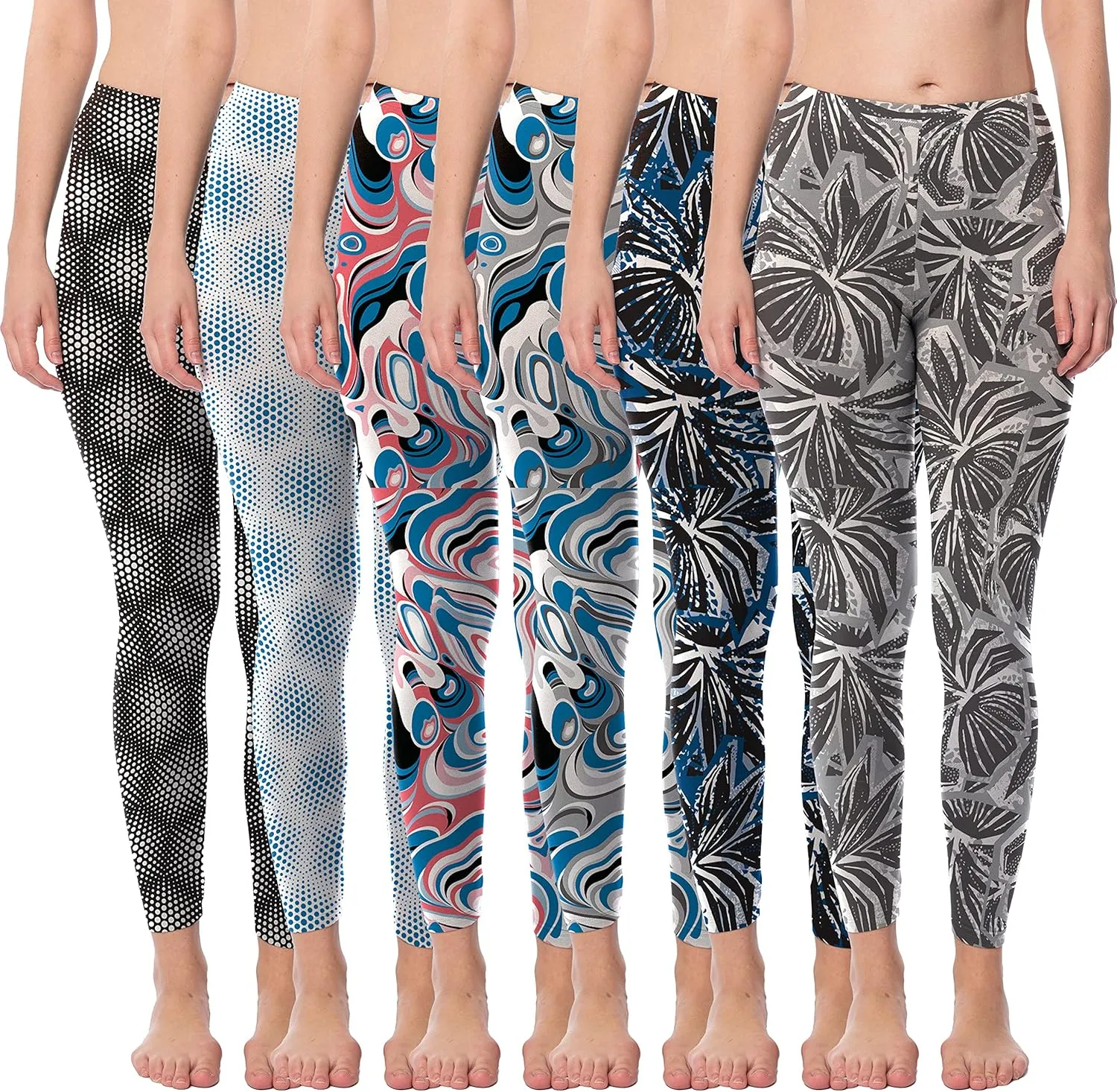 Sexy Basics Women's Ultra Soft Brushed Skinny Pant Long Leggings - One Size Fits Most S-XL, 2X-3X-Multi Packs