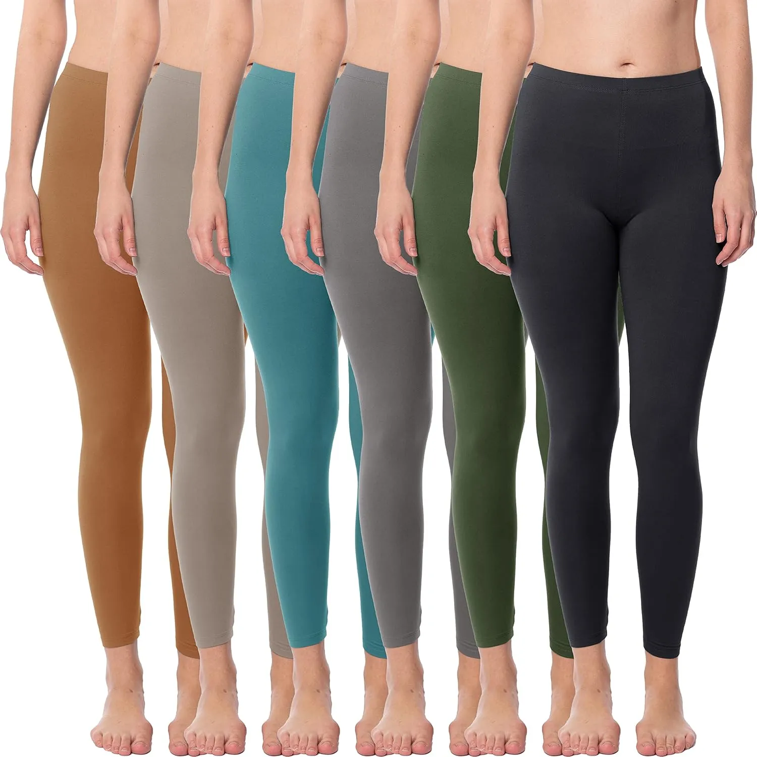 Sexy Basics Women's Ultra Soft Brushed Skinny Pant Long Leggings - One Size Fits Most S-XL, 2X-3X-Multi Packs