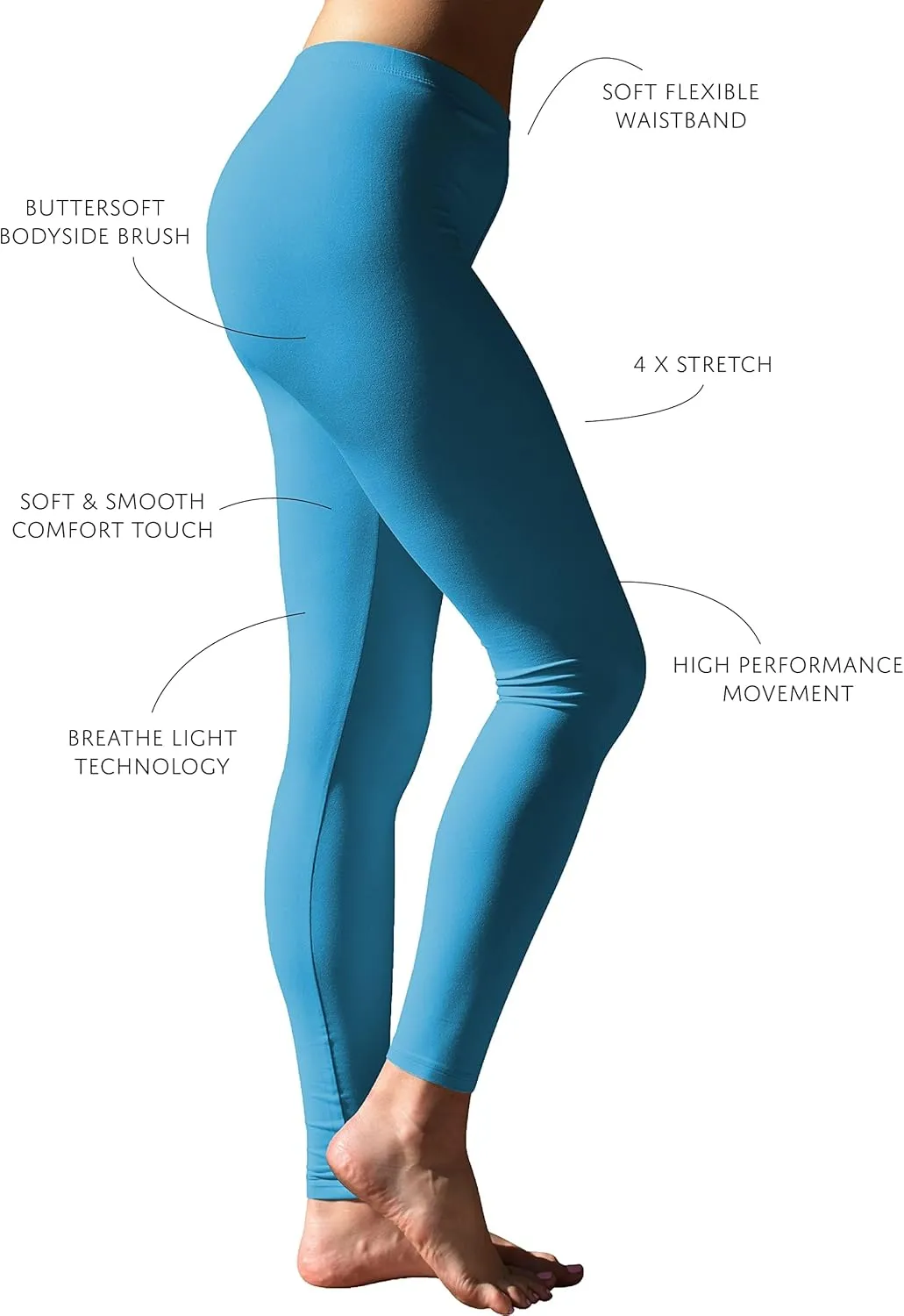 Sexy Basics Women's Ultra Soft Brushed Skinny Pant Long Leggings - One Size Fits Most S-XL, 2X-3X-Multi Packs