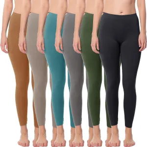 Sexy Basics Women's Ultra Soft Brushed Skinny Pant Long Leggings - One Size Fits Most S-XL, 2X-3X-Multi Packs