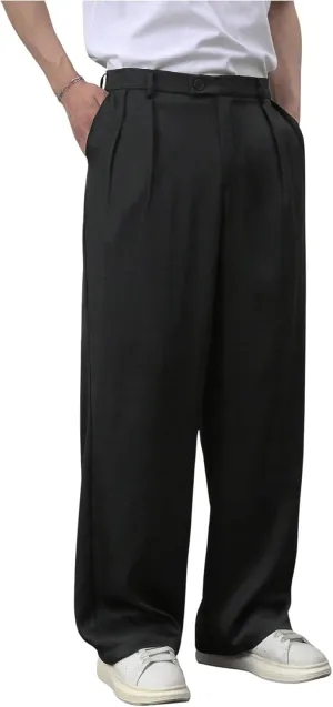 SHENHE Men's Straight Leg Pleat Front Dress Pants Scrubs Business Casual Suit Pants Trousers
