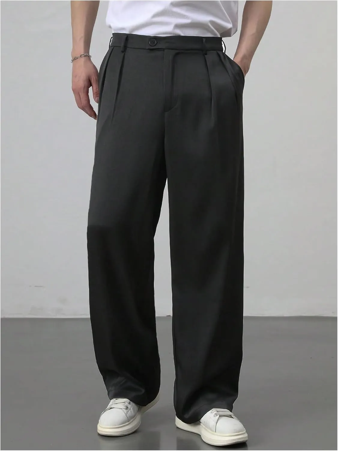 SHENHE Men's Straight Leg Pleat Front Dress Pants Scrubs Business Casual Suit Pants Trousers