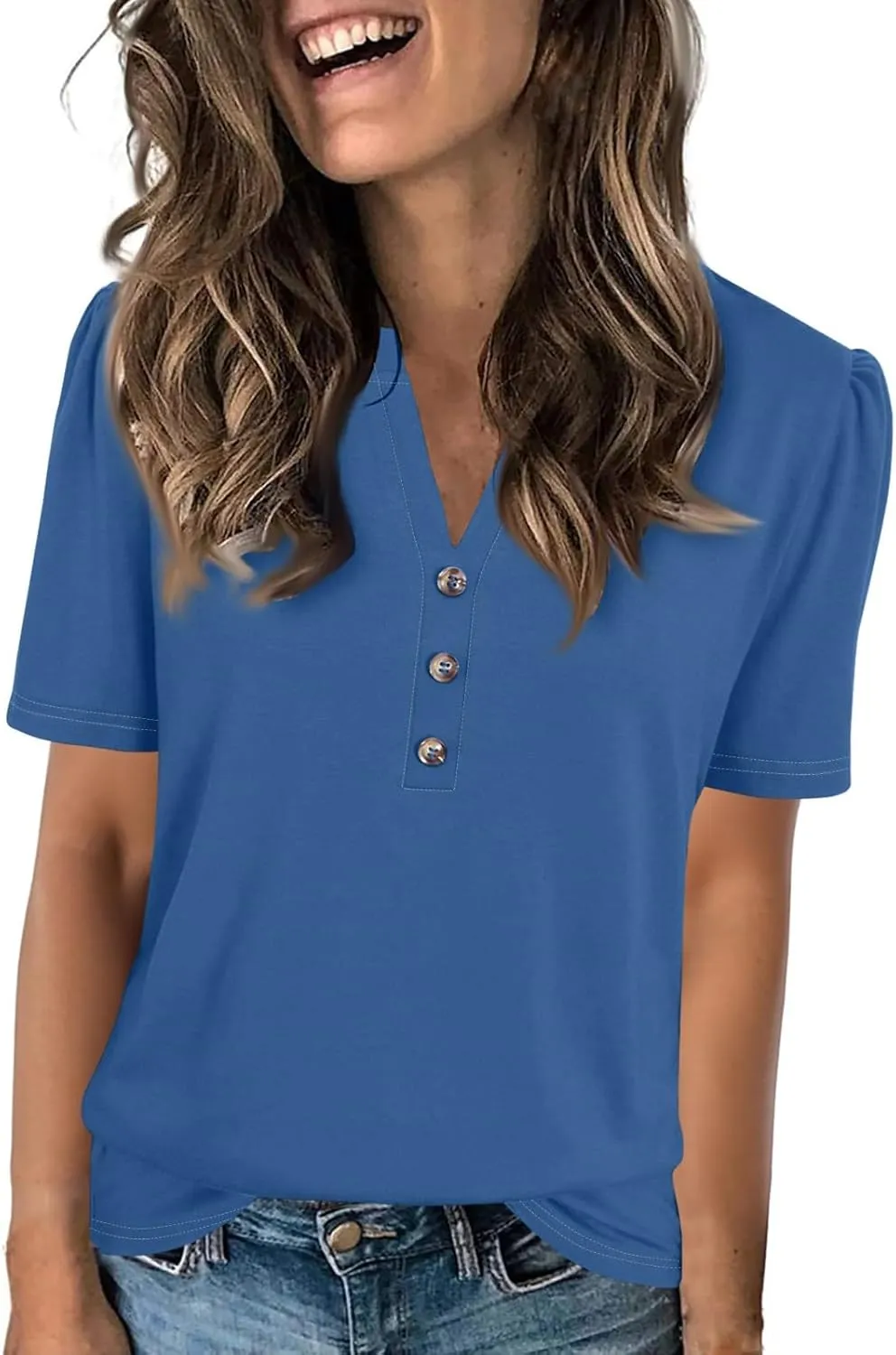Short Sleeve Tops for Women Summer Tops Casual Short Sleeve V Neck Shirts Business Dressy Work Tunic Blouses.