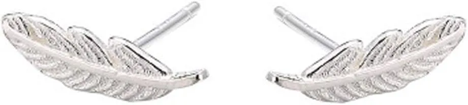 SLUYNZ Genuine 925 Sterling Silver Tiny Feather Studs Earrings for Women Teens Sterling Silver Studs Earrings