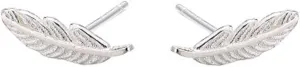 SLUYNZ Genuine 925 Sterling Silver Tiny Feather Studs Earrings for Women Teens Sterling Silver Studs Earrings