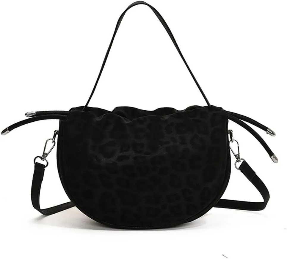 Small Leopard Drawstring Bucket Tote Bag Mini Cheetah Print Crossbody Drawstring Handbag and Purse Retro Leopard Purse