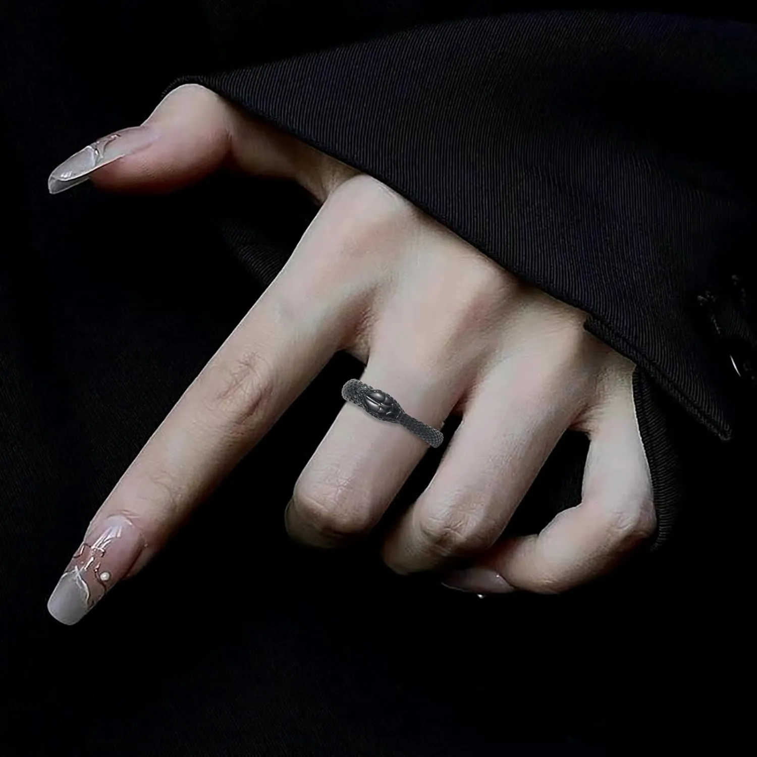 Snake Ring for Men Stainless Steel Snake Ring Gothic Biker Punk Animal Rings for Men Women Boys Size 7-13