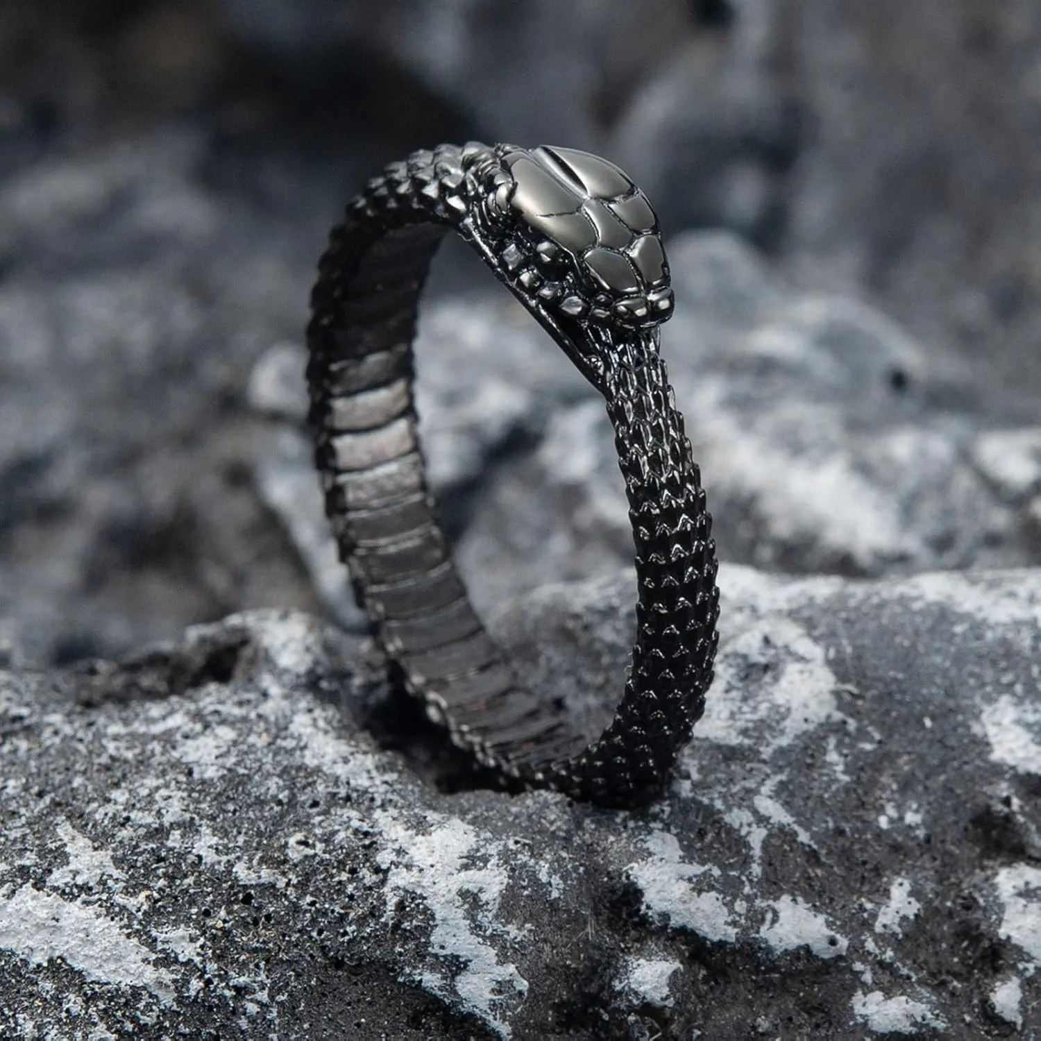 Snake Ring for Men Stainless Steel Snake Ring Gothic Biker Punk Animal Rings for Men Women Boys Size 7-13