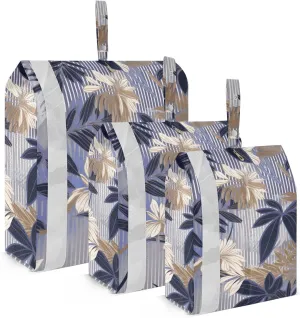 SPRIPORT Watercolor Colorful Leaves Blue 3 Set Compression Packing Cubes for Travel Lightweight Luggage Organizer Bags for Carry on Suitcase Travel Cubes for Man Woman Vacation Clothes