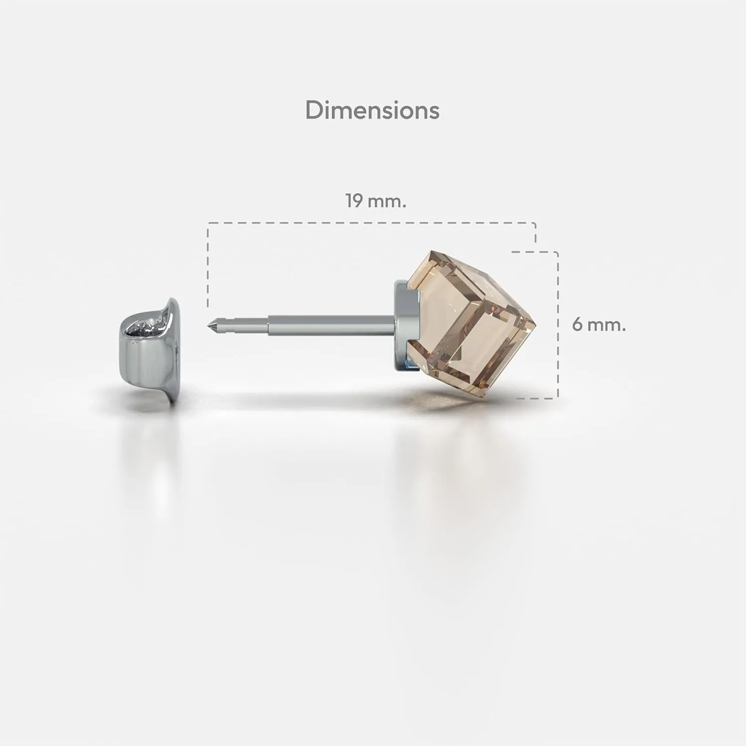 Stainless Steel Stud Earrings Hypoallergenic Cube Crystal Fashion Jewelry Gift for Women - 1 Pair
