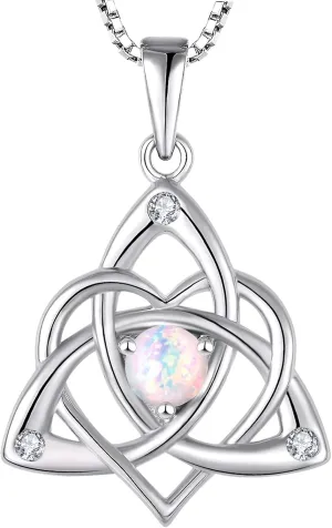 STARCHENIE Celtic Knot Necklace for Women 925 Sterling Silver Trinity Love Knot Pendant Birthstones Jewelry