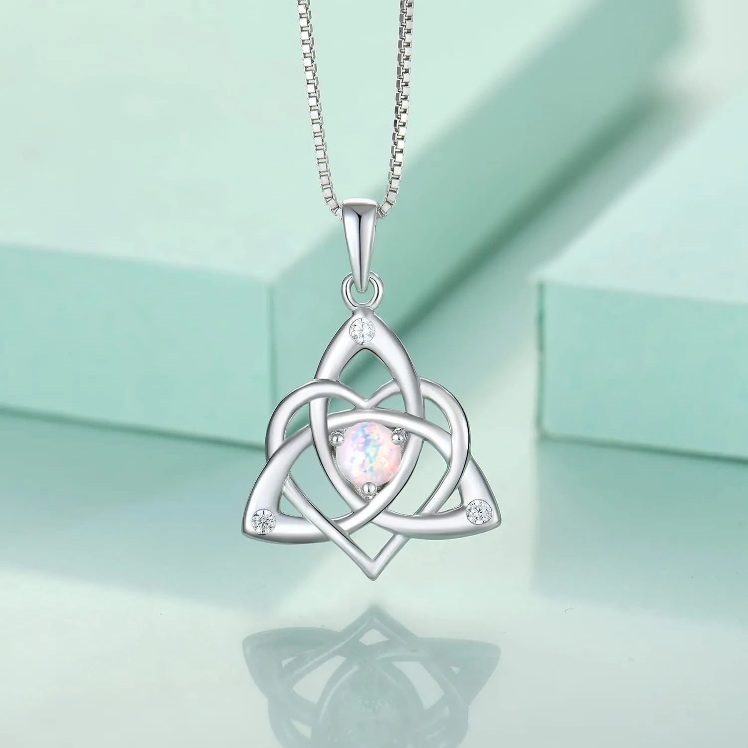 STARCHENIE Celtic Knot Necklace for Women 925 Sterling Silver Trinity Love Knot Pendant Birthstones Jewelry