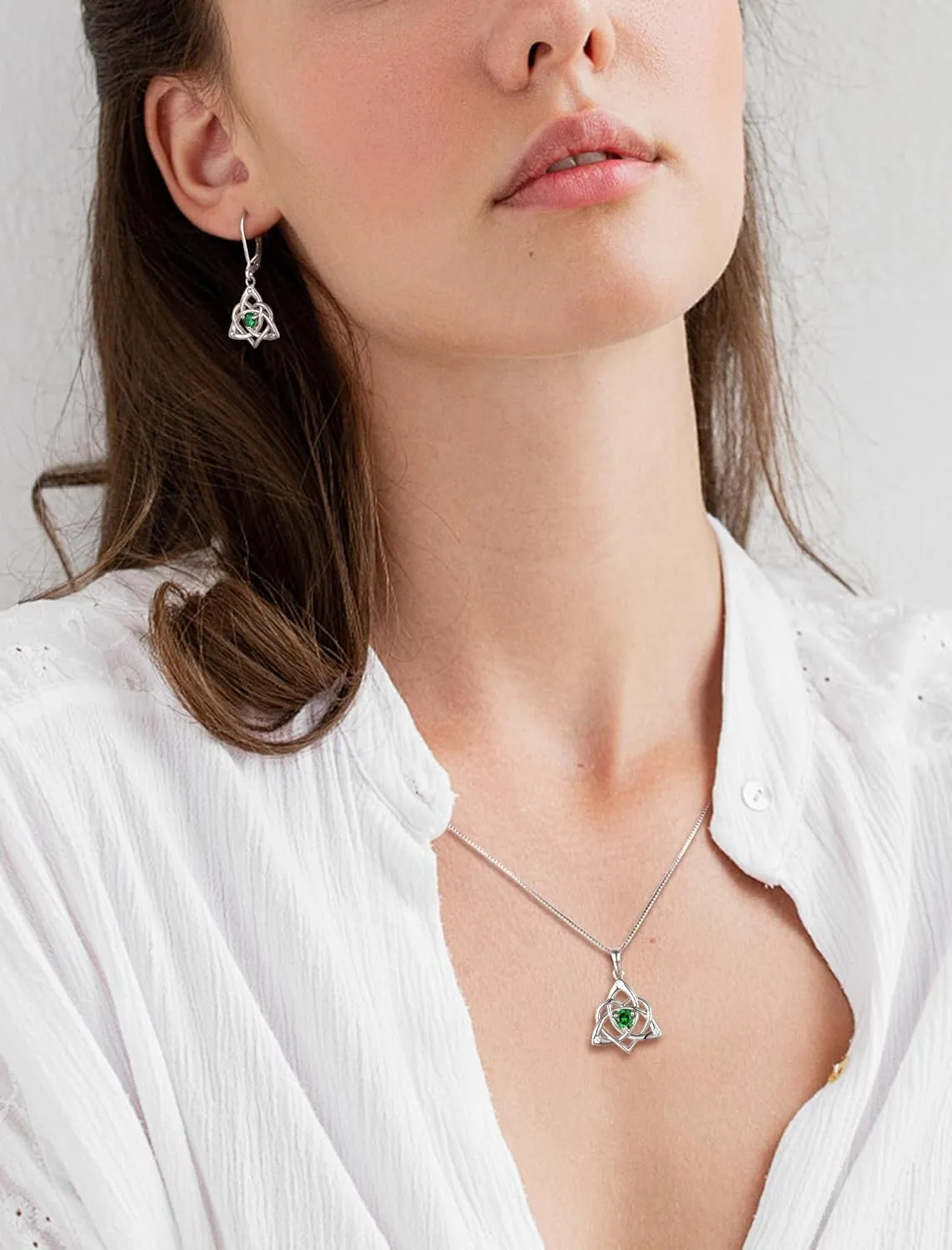 STARCHENIE Celtic Knot Necklace for Women 925 Sterling Silver Trinity Love Knot Pendant Birthstones Jewelry