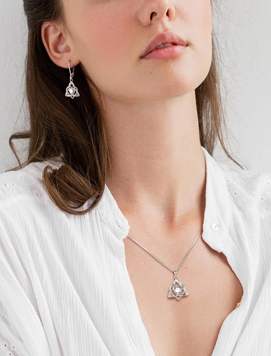STARCHENIE Celtic Knot Necklace for Women 925 Sterling Silver Trinity Love Knot Pendant Birthstones Jewelry