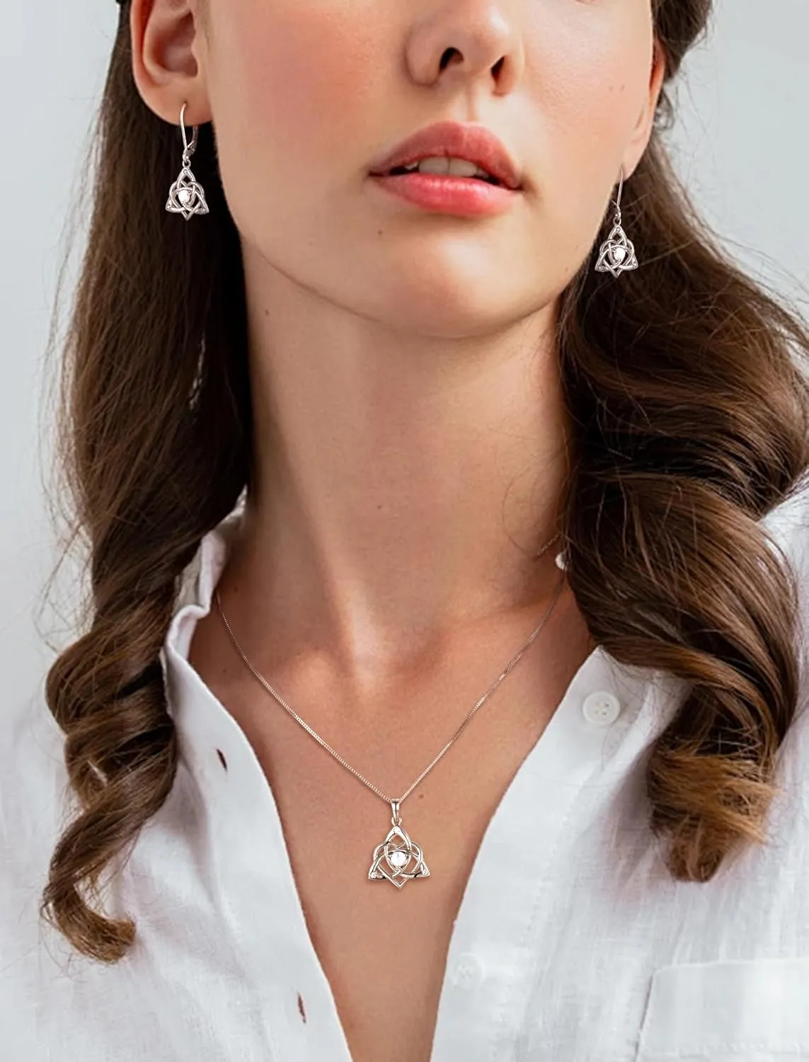 STARCHENIE Celtic Knot Necklace for Women 925 Sterling Silver Trinity Love Knot Pendant Birthstones Jewelry