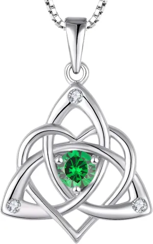STARCHENIE Celtic Knot Necklace for Women 925 Sterling Silver Trinity Love Knot Pendant Birthstones Jewelry