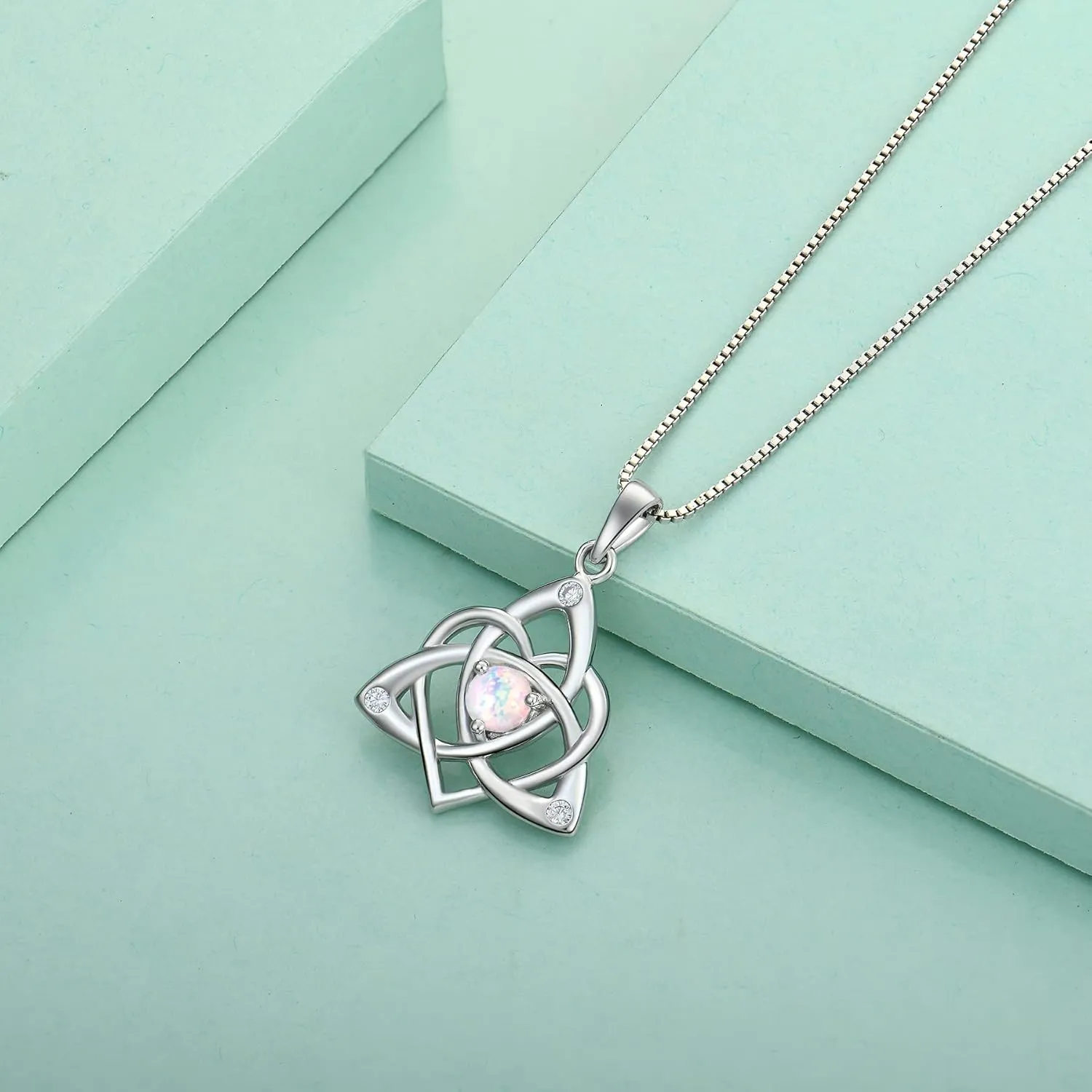 STARCHENIE Celtic Knot Necklace for Women 925 Sterling Silver Trinity Love Knot Pendant Birthstones Jewelry