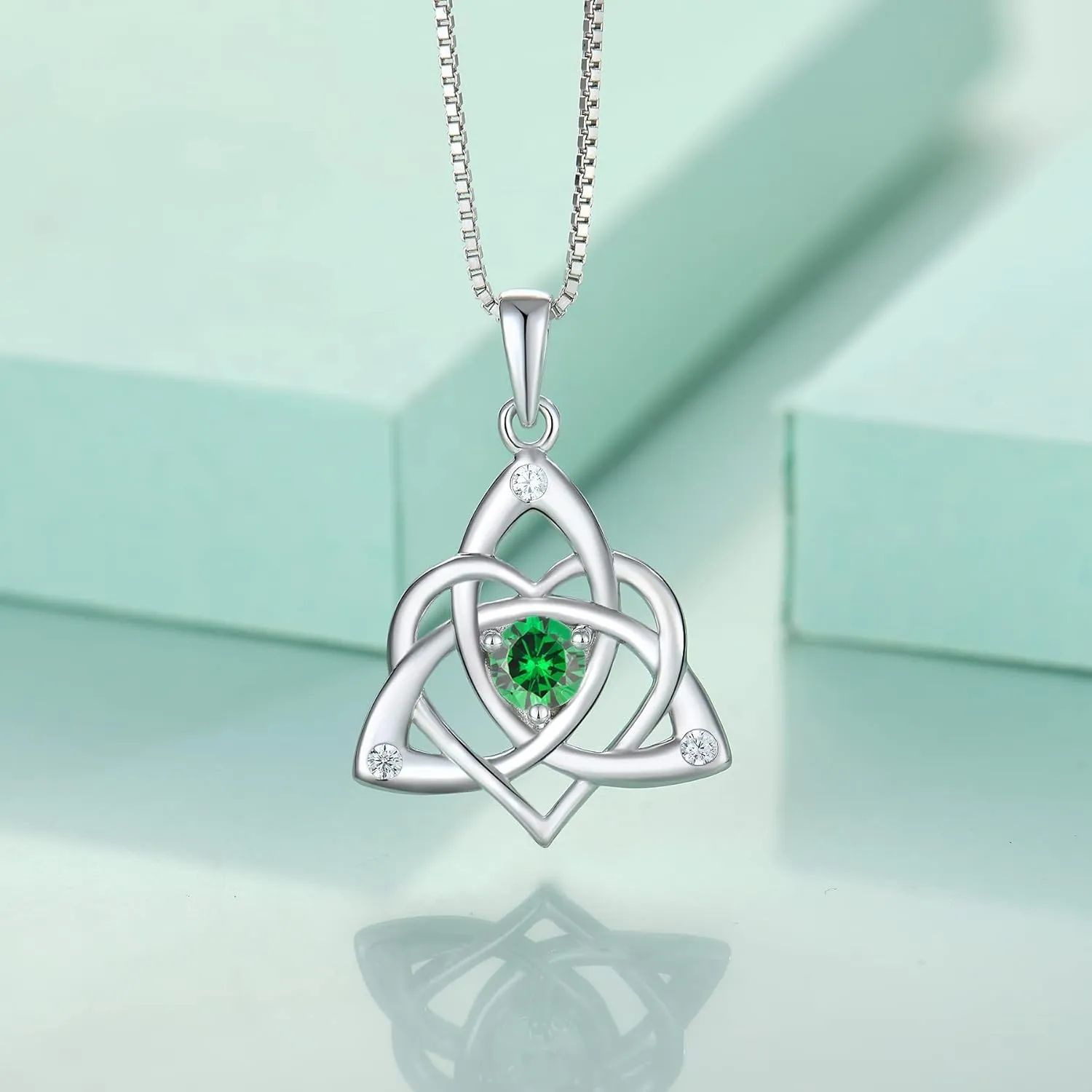 STARCHENIE Celtic Knot Necklace for Women 925 Sterling Silver Trinity Love Knot Pendant Birthstones Jewelry