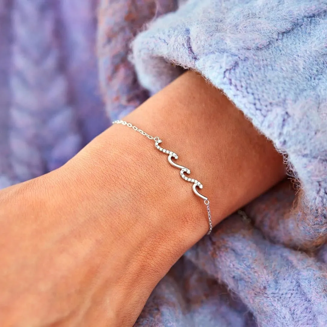 Sterling Silver Bracelets for Women Wave/Cross/Knot Dainty Bracelets Adjustable Simple Link Chain Bracelets Gifts For Mother Daughter Sister Bestie
