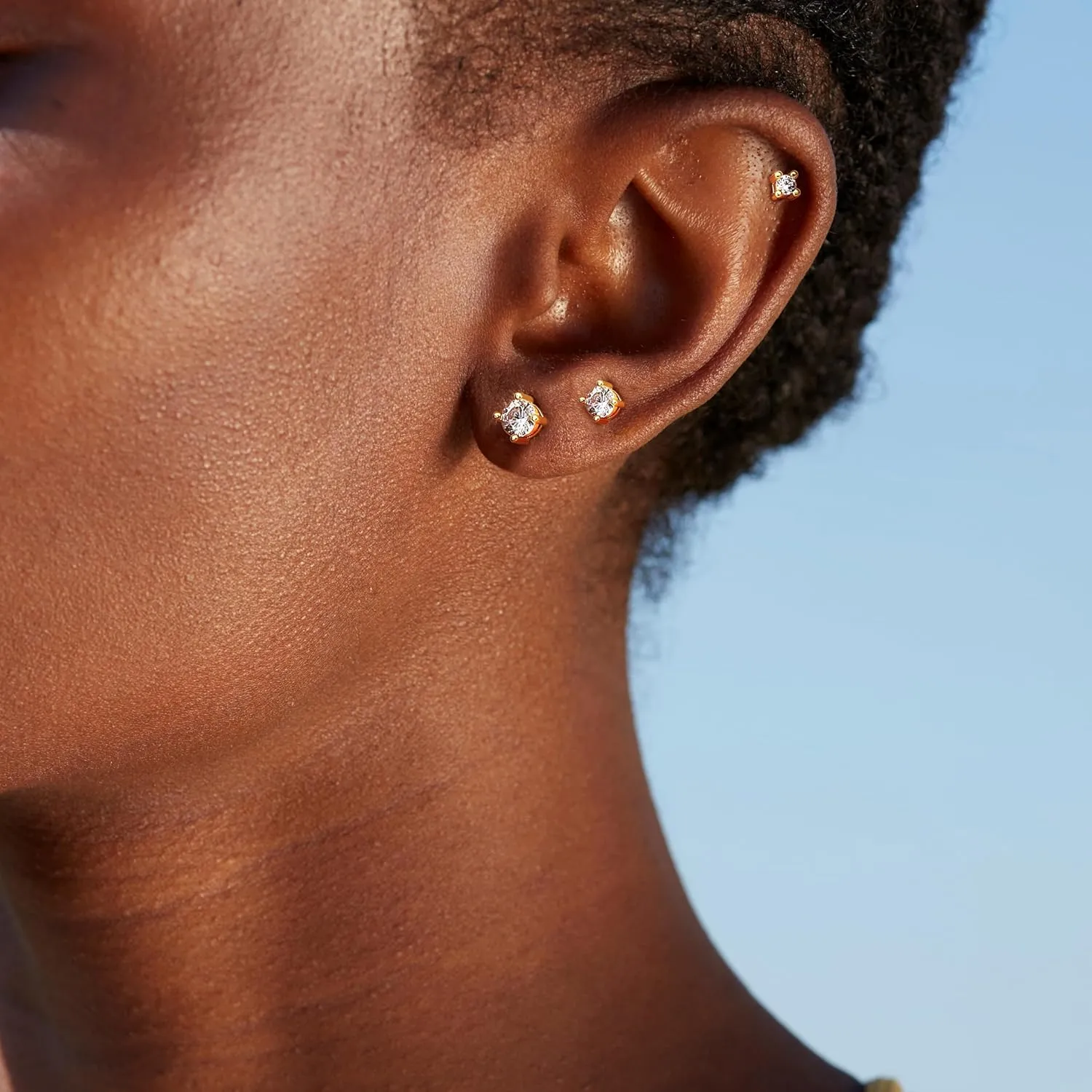 Sterling Silver Earrings for Women - Hypoallergenic Cartilage Earrings for Women Dainty 14K Gold Plated Stud Huggie Hoop Earrings Dangle Chain Earrings Cartilage Earring Gold Jewelry for Women