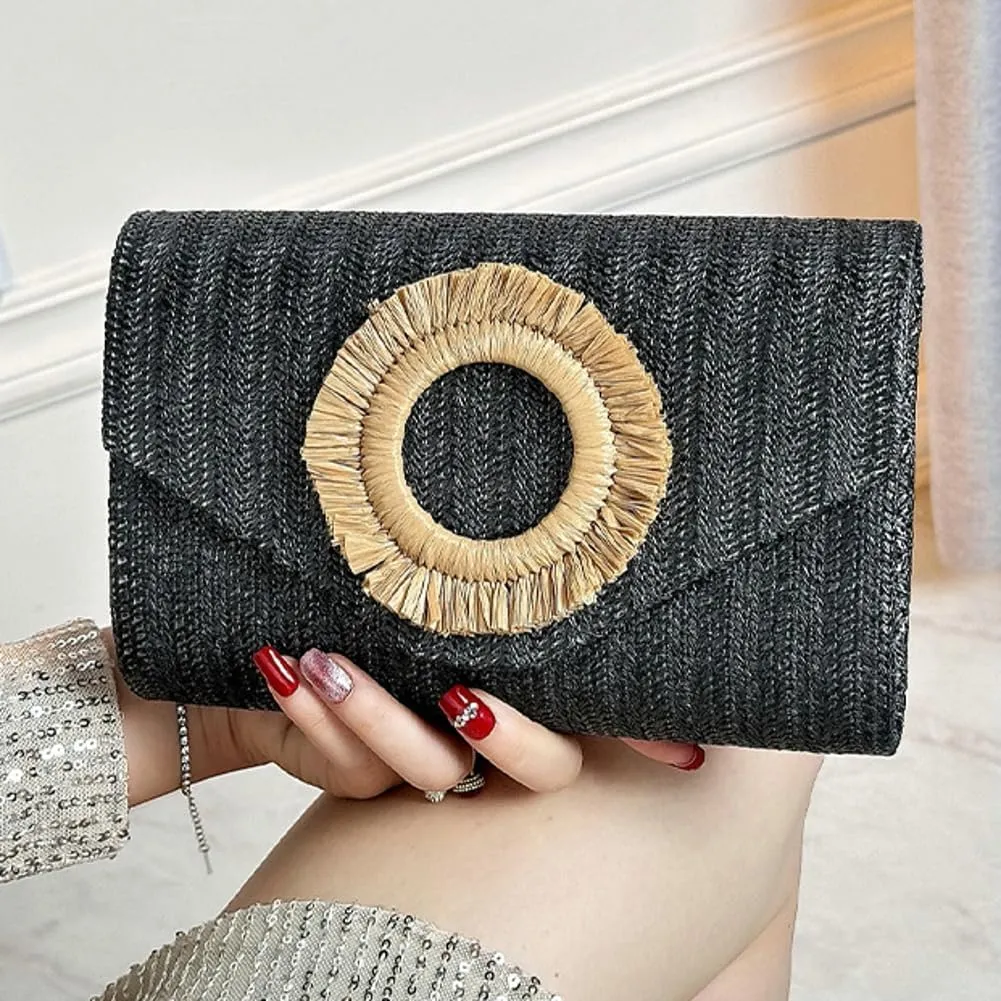 Straw Clutch Purse for Women Summer Beach Handmade Bag Evening Clutch Handbags for Formal Party Wedding 2025