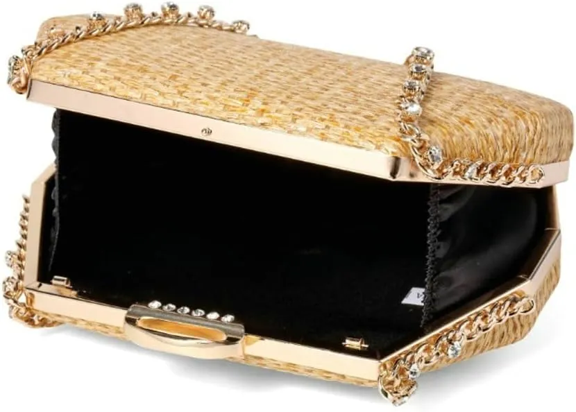 Straw Clutch Purses for Women Elegant Evening Clutch Retro Woven Bag Beach Bag Straw Handbag Formal Purse for Party Wedding