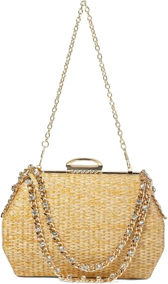 Straw Clutch Purses for Women Elegant Evening Clutch Retro Woven Bag Beach Bag Straw Handbag Formal Purse for Party Wedding