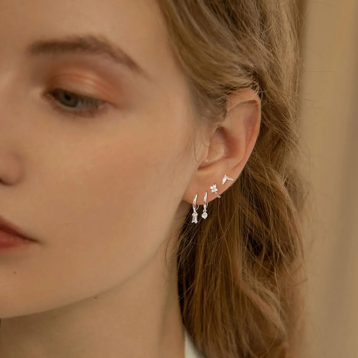 Stud Earrings for Women Dainty Small Hoop Earrings 14K Gold/Silver Plated Cartilage Earring Set CZ Dangle Huggie Earrings Lightweight Hypoallergenic Earrings Trendy Multiple Piercings Jewelry