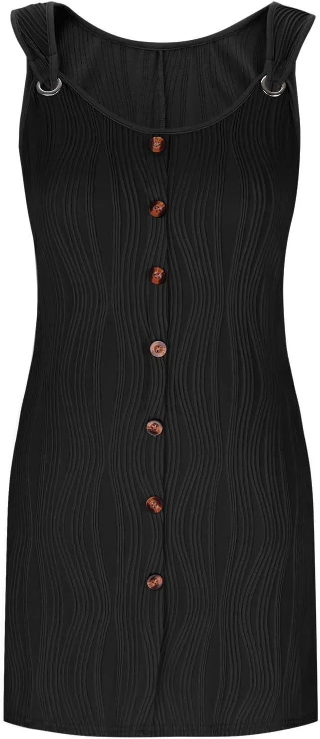 Summer Dresses for Women 2025 Trendy Sleeveless Sundresses Casual Button Down Beach Vacation Dress Tank Mini Dress