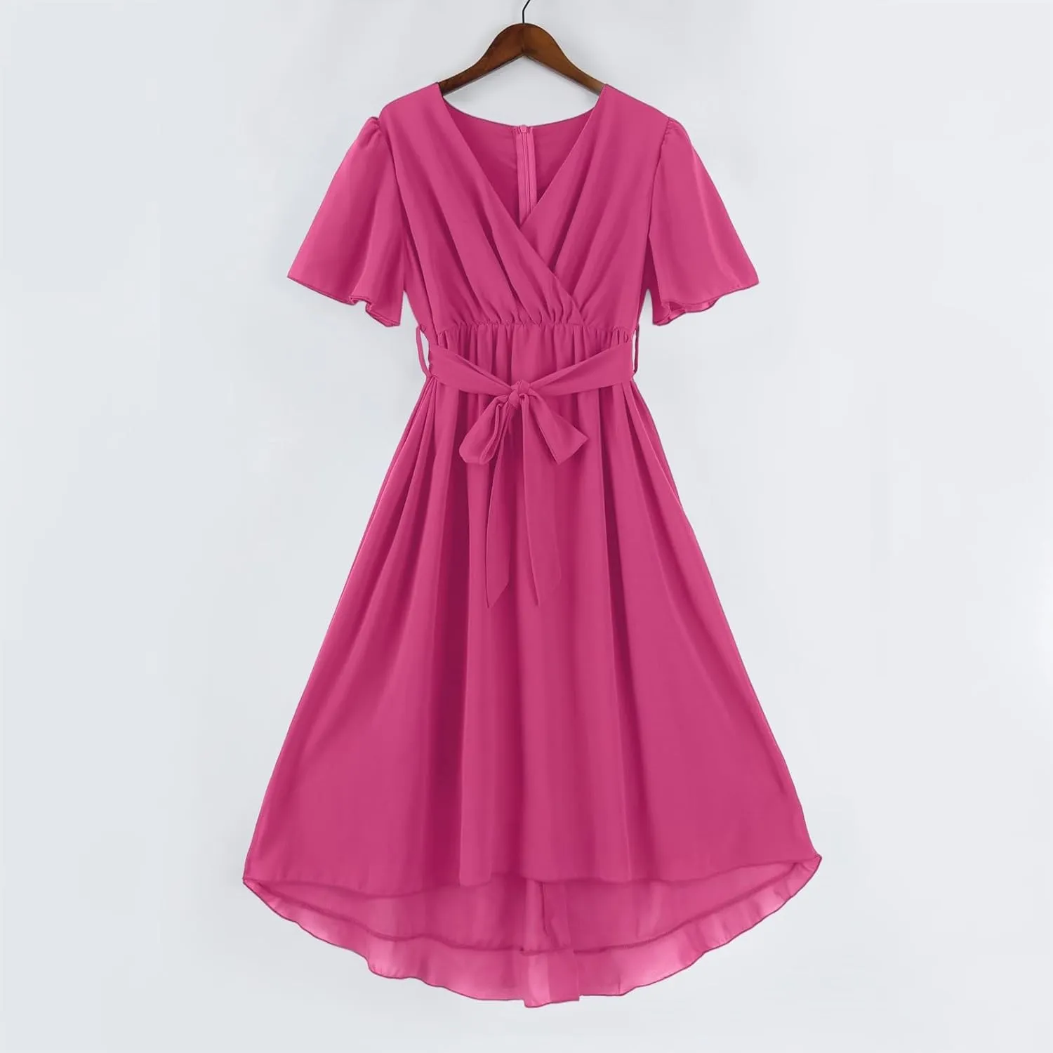 Summer Dresses for Women Boho Floral Printed Chiffon Dresses Elegant V Neck Wedding Prom Cocktail Midi Dress