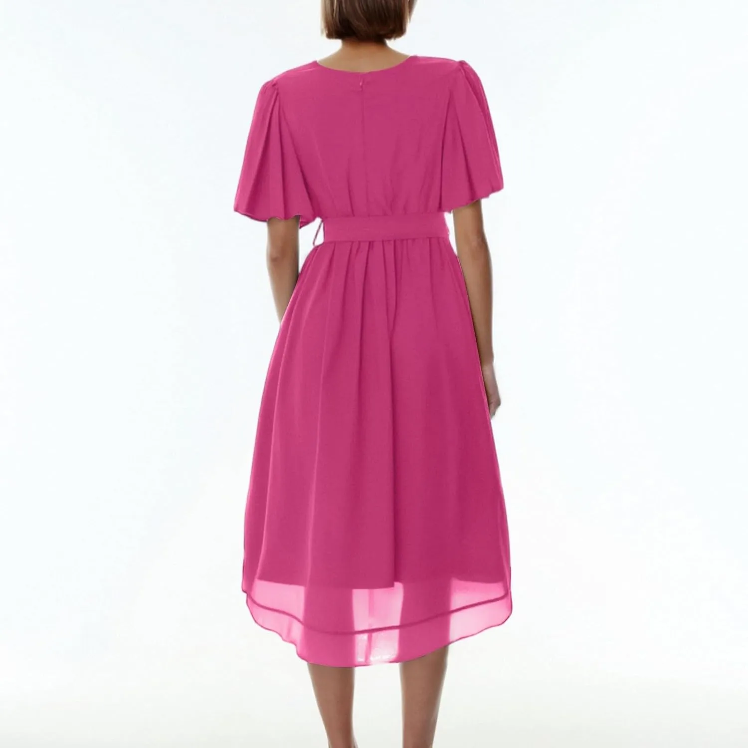 Summer Dresses for Women Boho Floral Printed Chiffon Dresses Elegant V Neck Wedding Prom Cocktail Midi Dress
