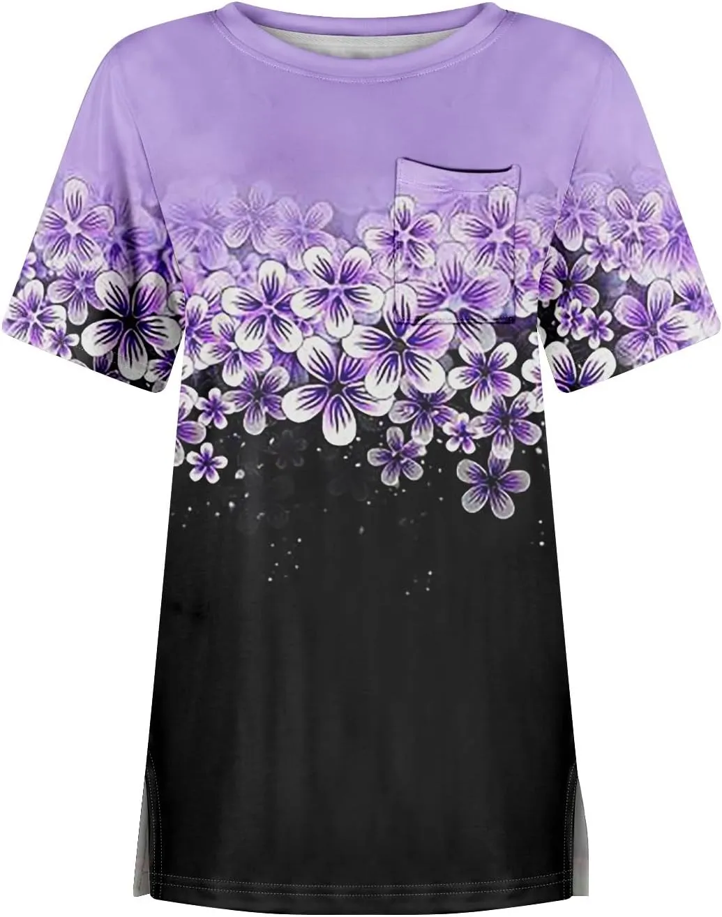 Summer Tops for Women Short Sleeve Womens Tops Dressy Casual Crew Neck Shirts Color Block Blouses Clothes with Pocket