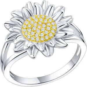 Sunflower Ring Girlfriend Ring Jewelry Sunflower Women Anniversary present for Her Costume Jewelry for