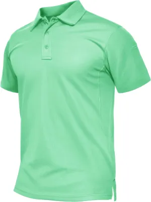 TACVASEN Mens Polo Shirt Short Sleeve Tactical Performance Collared Work Golf Shirts Dry Fit Pique Polos for Summer