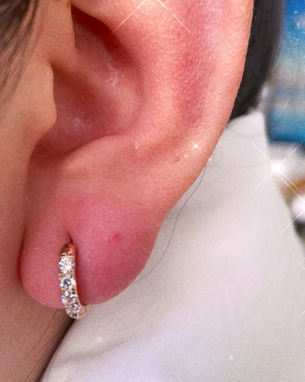 TDEBA 316L Surgical Stainless Steel Huggie Hoop Earrings with Cubic Zirconia, 10G 12G 14G 8-20mm Cartilage Lobe Earrings, 14G Piercing Jewelry