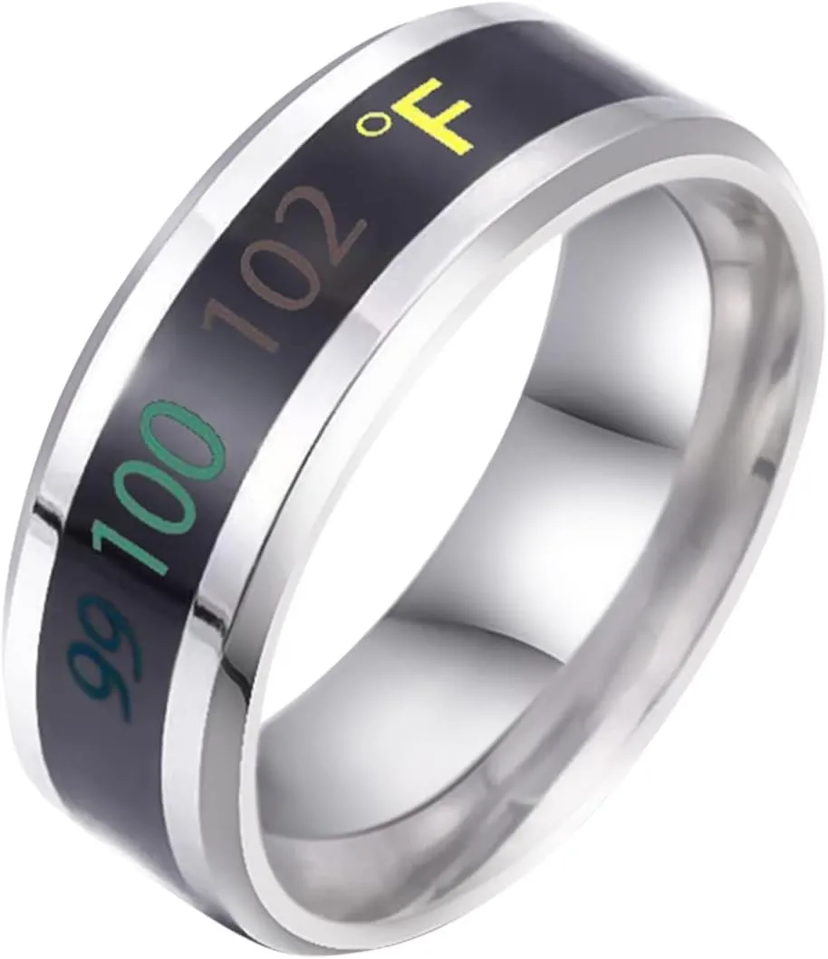Temperature Sensative Emotion Ring Wedding Couple Rings for Women Men, Black Mens Wedding Band Ring